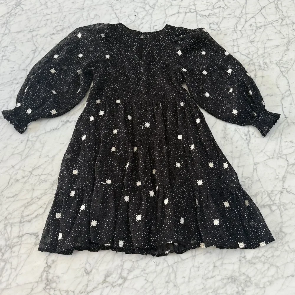Zara Girl's Swiss Dot Embroidered Flowers Dress size 8